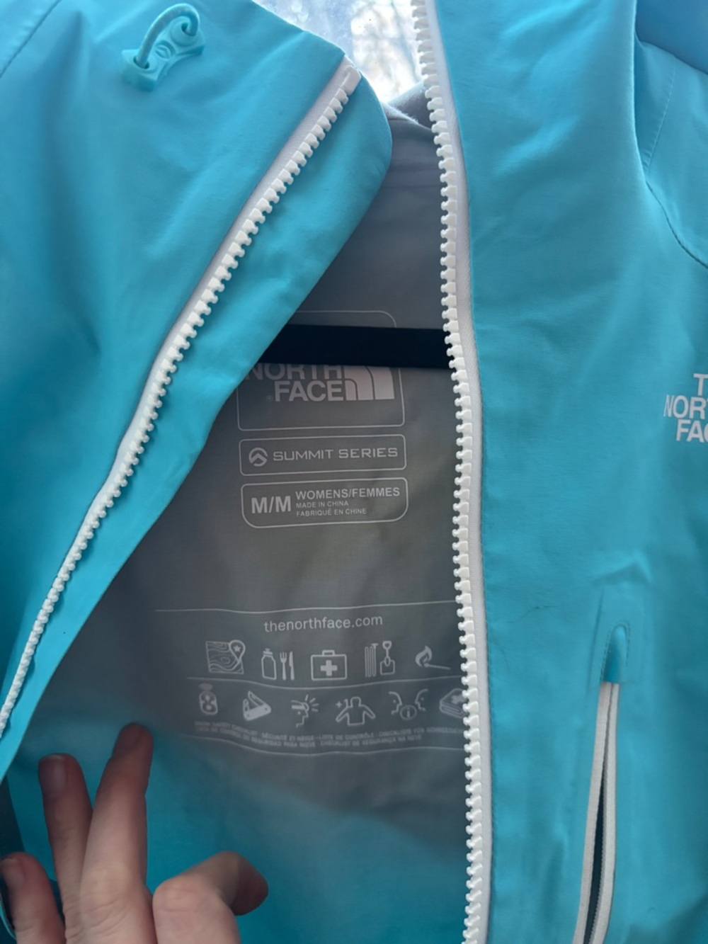 North Face Summit Series Women's M Shell Jacket Aqua Blue Yellow Zip Technical - Picture 4 of 11